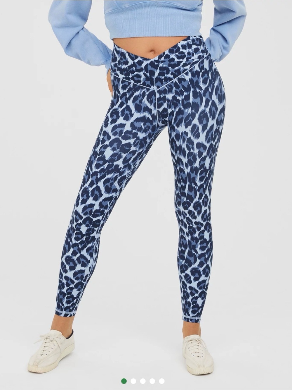 OFFLINE By Aerie Real Me High Waisted Legging Crossover light blue leopard small